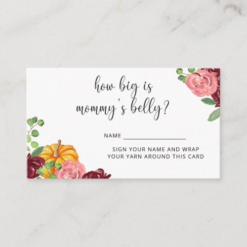 Fall burgundy pumpkin how big is mommys belly enclosure card