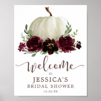 Fall Burgundy Pumpkin Shower Welcome Sign
