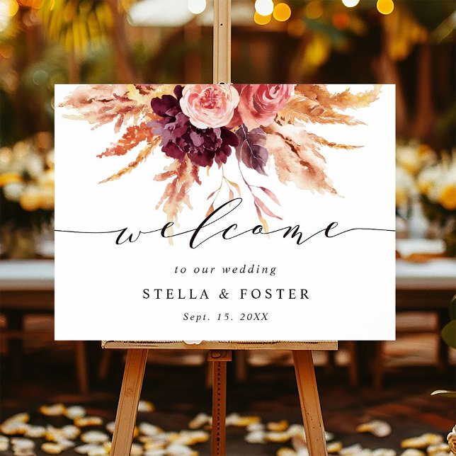Fall Burgundy Terracotta Floral Wedding Foam Board (Creator Uploaded)