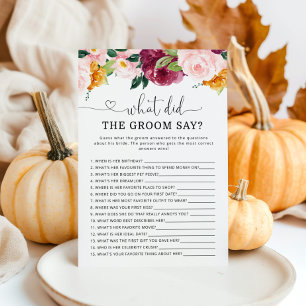 Fall burgundy What did the groom say bridal shower