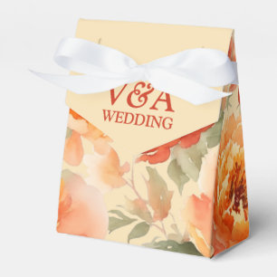 Fall Burnt Orange Floral Wedding Favor Boxes