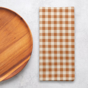 Fall Burnt Orange Gingham Pattern Autumn Plaid Cloth Napkin
