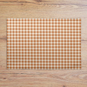 Fall Burnt Orange Gingham Pattern Autumn Plaid Cloth Placemat
