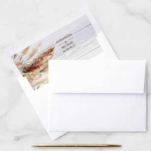 Fall Burnt Orange Watercolor Pampas Grass Wedding Envelope Liner
