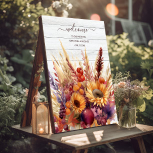 Fall Burnt Orange Watercolor Pampas Grass Wedding Foam Board