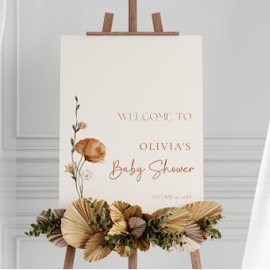 Fall Burnt Orange Wildflower Baby Shower Welcome Foam Board