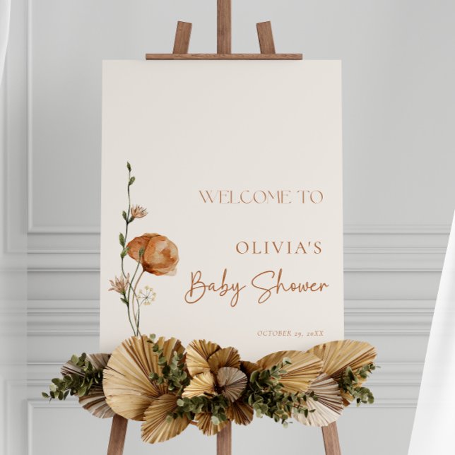 Fall Burnt Orange Wildflower Baby Shower Welcome Foam Board (Creator Uploaded)