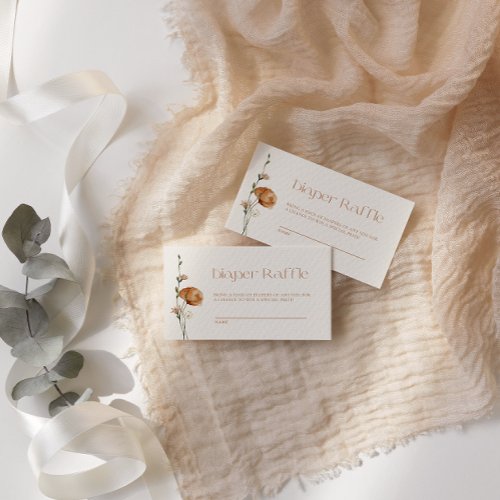 Fall Burnt Orange Wildflower Diaper Raffle Enclosure Card