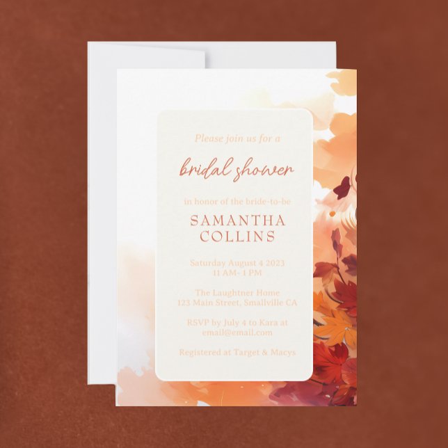 Fall Burnt Red Modern Bridal Shower Invitation (Creator Uploaded)