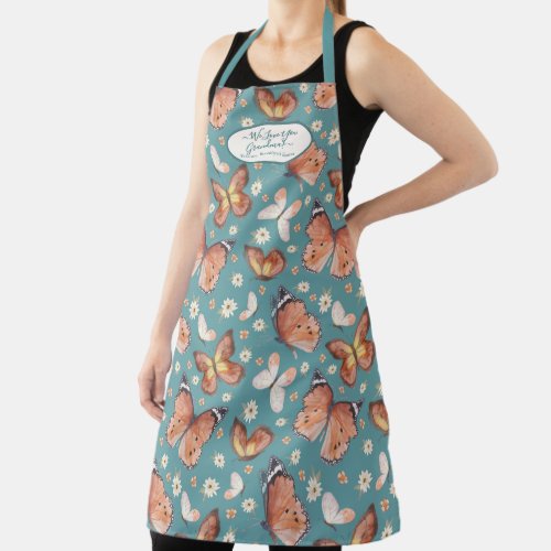 Fall Butterfly BOHO Floral Autumn Thanksgiving Apron