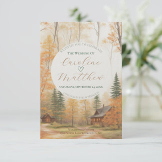 Fall Cabin Wedding Invitation