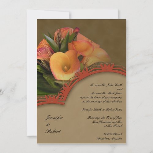 Fall Cala Lily Bouquet Personalized Invite