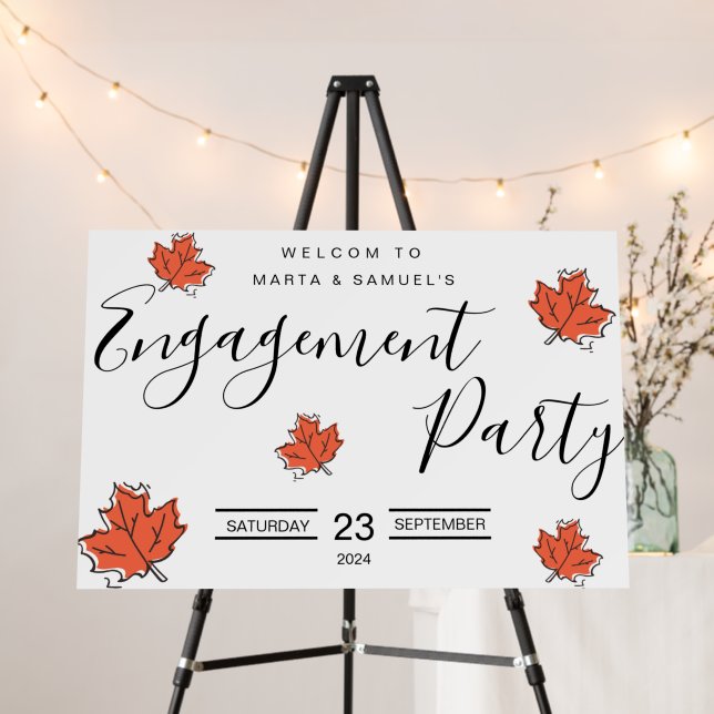 fall calligraphy Engagement Party welcome Sign   (In Situ (Stand))