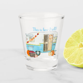 Fall Camping Trailer Shot Glass
