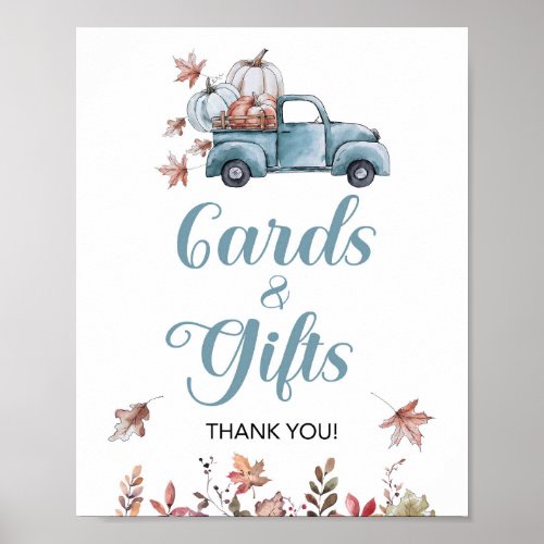 Fall Cards and Gifts Blue Pickup Truck Party Sign