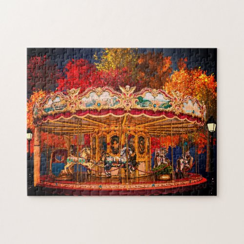Fall Carousel in the Park Colorful Puzzle