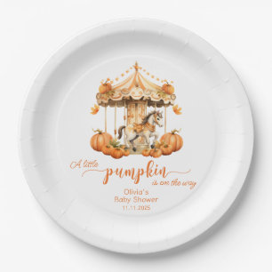Fall Carousel rustic fall pumpkin baby shower Paper Plates