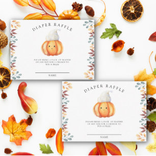 Fall cartoon pumpkin - diaper raffle ticket enclosure card