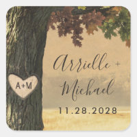 Fall Carved Oak Tree Country Rustic Wedding Favor
