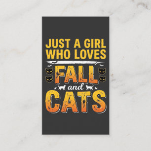 Fall Cats Girl Halloween Design_1 Business Card