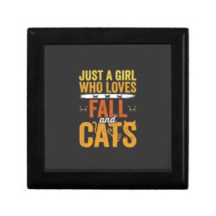 Fall Cats Girl Lover Halloween Design Gift Box