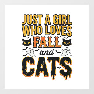 Fall Cats Halloween Girl Vintage Graphic Design_1 Floor Decals
