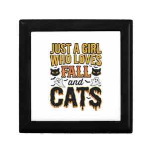 Fall Cats Halloween Girl Vintage Graphic Design_1 Gift Box
