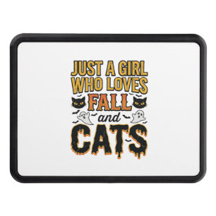 Fall Cats Halloween Girl Vintage Graphic Design_1 Hitch Cover