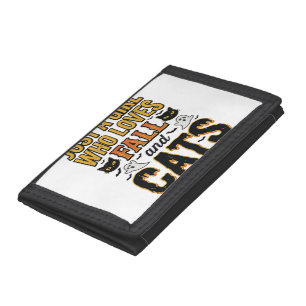 Fall Cats Halloween Girl Vintage Graphic Design_1 Trifold Wallet