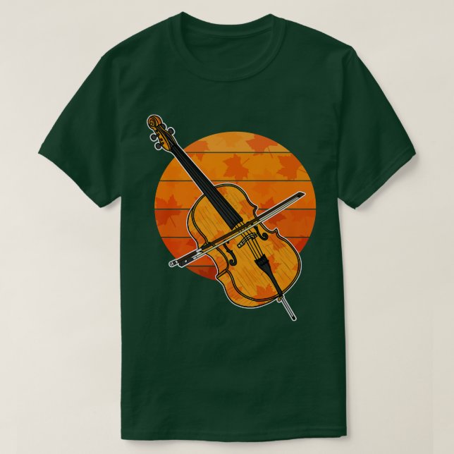 Fall Cello Cellist Autumn Thanksgiving String Play T-Shirt (Design Front)