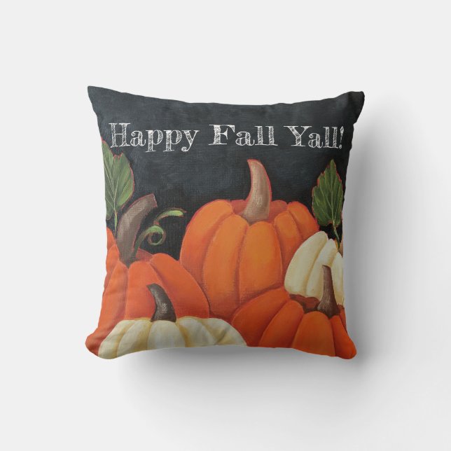 "Fall Chalkboard Pumpkins" Customized Throw Pillow (Front)
