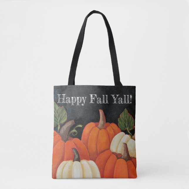 "Fall Chalkboard Pumpkins" Customized Tote Bag (Front)