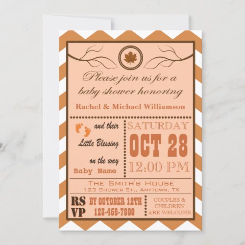 Fall Chevron Pattern Baby Shower Invitation