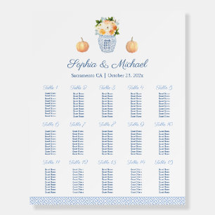 Fall Chinoiserie 15 Tables Wedding Seating Plan Foam Board