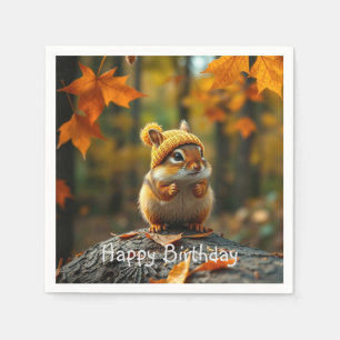 Fall Chipmunk Birthday Napkins