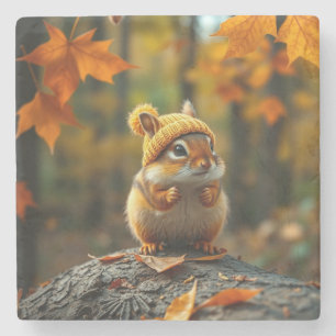 Fall Chipmunk Stone Coaster