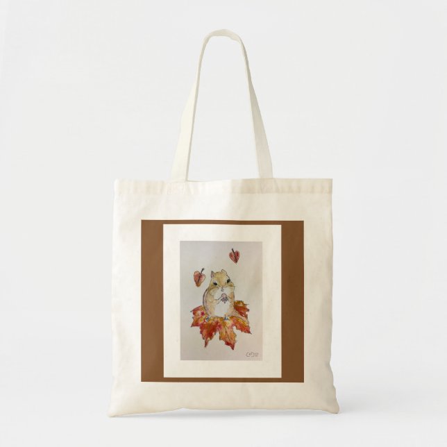 Fall Chipmunk Tote Bag (Front)