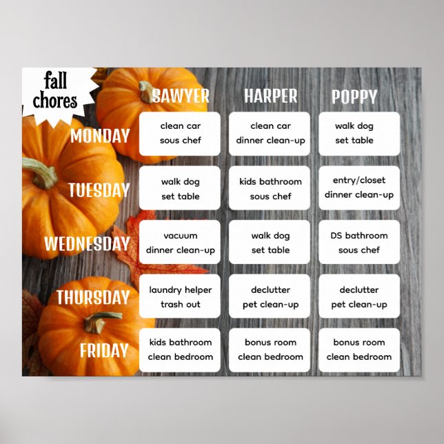 Fall Chore Chart (Front)