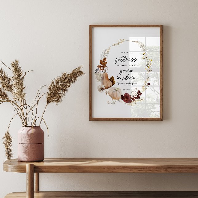 Fall Christian Wall Art – John 1:16 Bible Verse (Creator Uploaded)