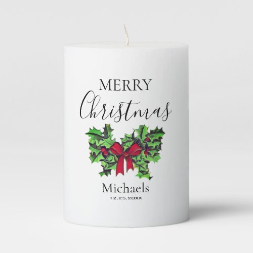 Fall  Christmas Collection Personalized Holiday Pillar Candle