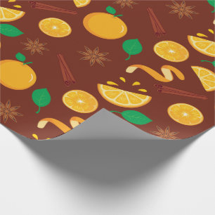 Fall Cinnamon, Oranges, Star Anise Seamless Autumn Wrapping Paper