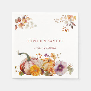 Fall Classy Botanical Watercolor Pumpkins Napkins