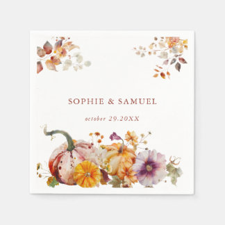 Fall Classy Botanical Watercolor Pumpkins Napkins