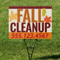 Fall Cleanup, Seasonal Maintenance Sign