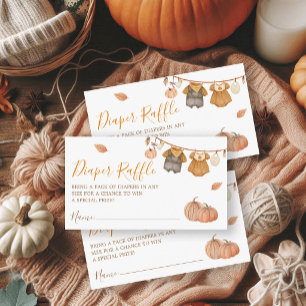 Fall Clothesline Twins Baby Shower Diaper Raffle Enclosure Card