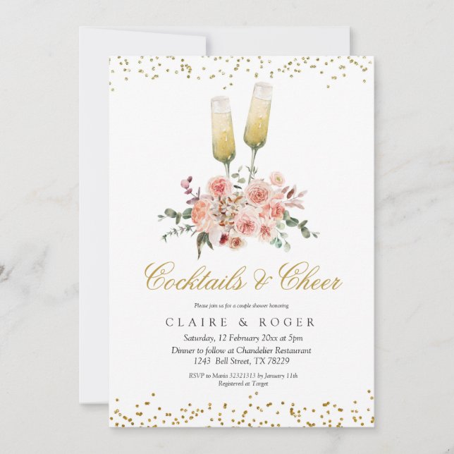 Fall Cocktails and Cheer Bridal Shower Invitation (Front)