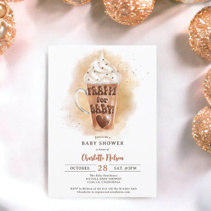 Fall coffee illustration watercolor baby shower invitation