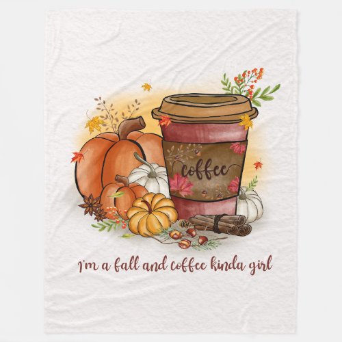 Fall  coffee kinda girl Fleece Blanket