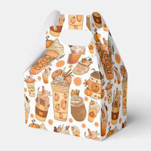 Fall Coffee Latte Pumpkin Pattern Favor Boxes