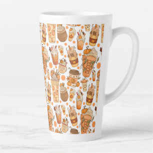 Fall Coffee Latte Pumpkin Pattern Latte Mug